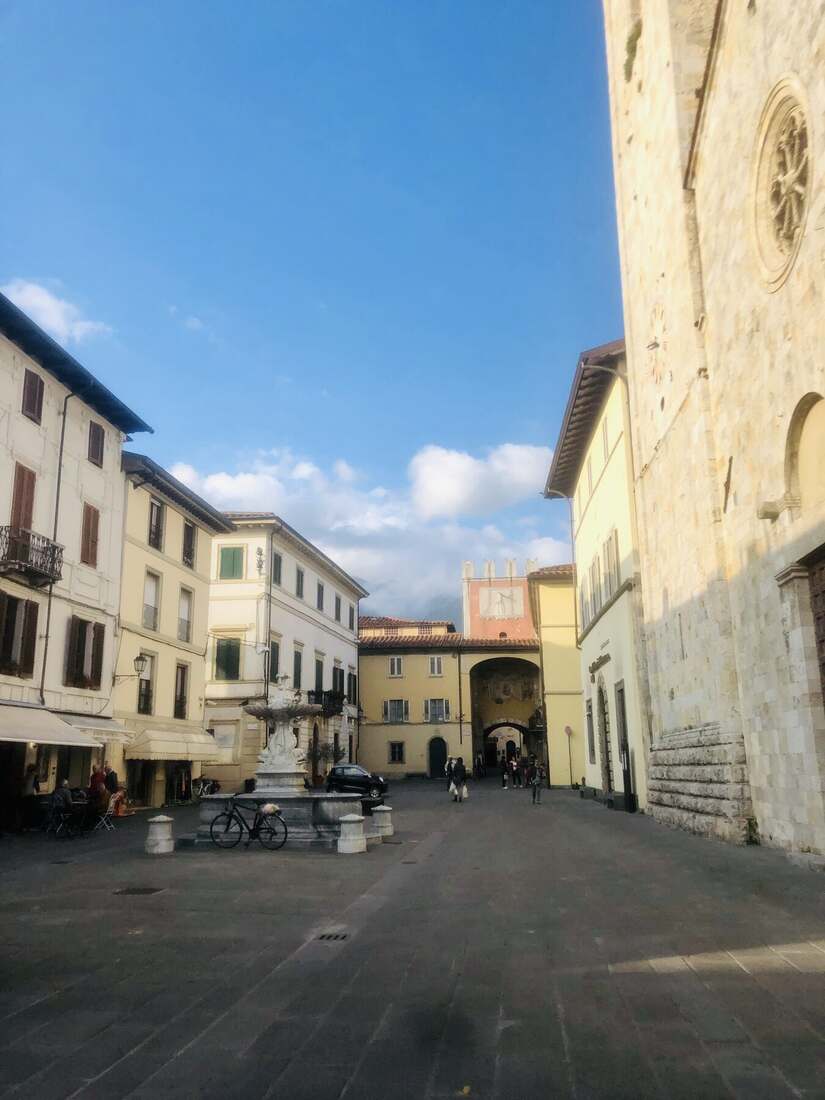 Piazza in the nearby historic town
